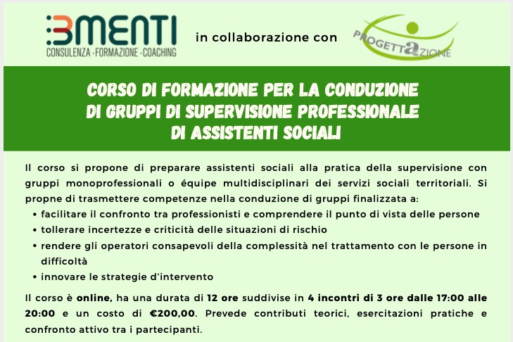 Corso di formazione per la conduzione di gruppi di supervisione professionale di assistenti sociali